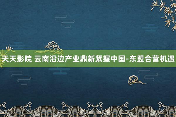 天天影院 云南沿边产业鼎新紧握中国-东盟合营机遇