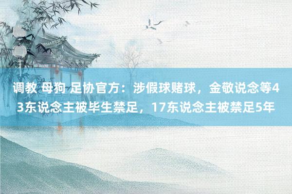 调教 母狗 足协官方：涉假球赌球，金敬说念等43东说念主被毕生禁足，17东说念主被禁足5年