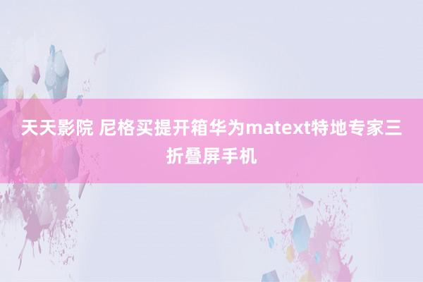 天天影院 尼格买提开箱华为matext特地专家三折叠屏手机
