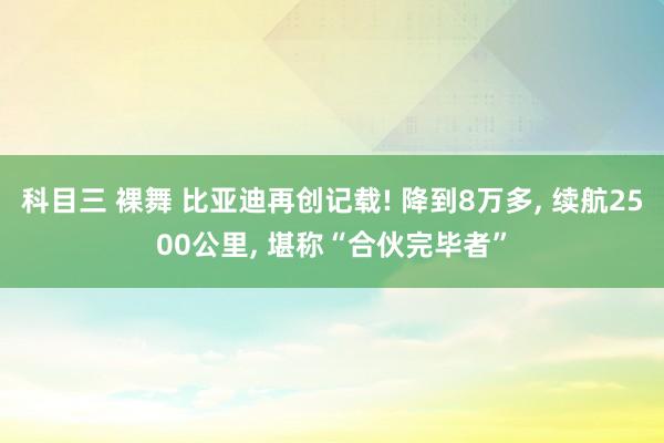 科目三 裸舞 比亚迪再创记载! 降到8万多， 续航2500公里， 堪称“合伙完毕者”