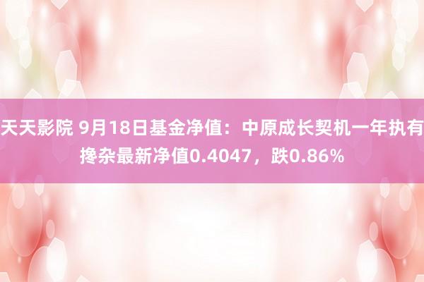 天天影院 9月18日基金净值：中原成长契机一年执有搀杂最新净值0.4047，跌0.86%