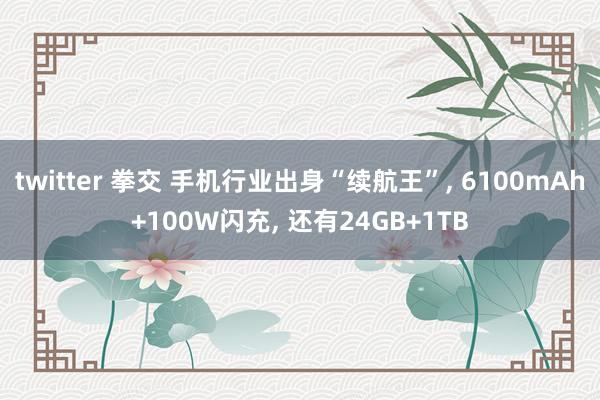 twitter 拳交 手机行业出身“续航王”， 6100mAh+100W闪充， 还有24GB+1TB