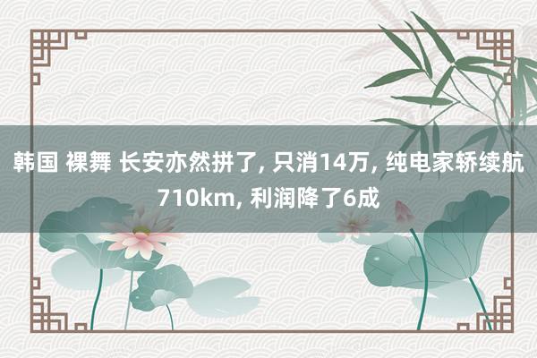 韩国 裸舞 长安亦然拼了， 只消14万， 纯电家轿续航710km， 利润降了6成