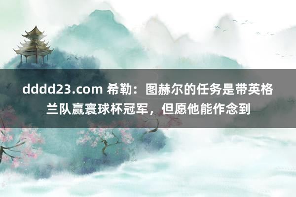 dddd23.com 希勒：图赫尔的任务是带英格兰队赢寰球杯冠军，但愿他能作念到