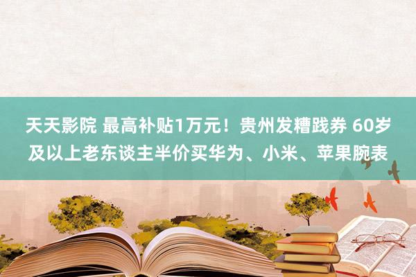 天天影院 最高补贴1万元！贵州发糟践券 60岁及以上老东谈主半价买华为、小米、苹果腕表