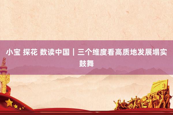 小宝 探花 数读中国｜三个维度看高质地发展塌实鼓舞