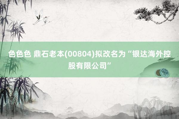 色色色 鼎石老本(00804)拟改名为“银达海外控股有限公司”