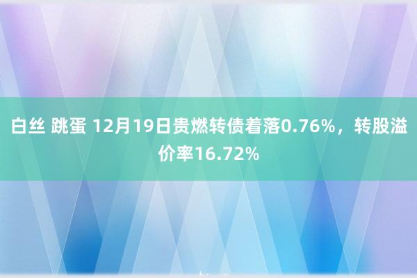 白丝 跳蛋 12月19日贵燃转债着落0.76%，转股溢价率16.72%