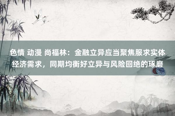 色情 动漫 尚福林：金融立异应当聚焦服求实体经济需求，同期均衡好立异与风险回绝的琢磨