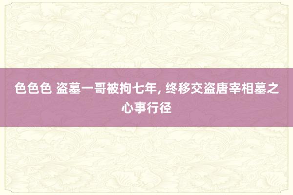 色色色 盗墓一哥被拘七年， 终移交盗唐宰相墓之心事行径