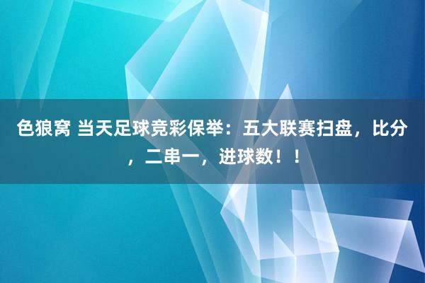 色狼窝 当天足球竞彩保举：五大联赛扫盘，比分，二串一，进球数！！