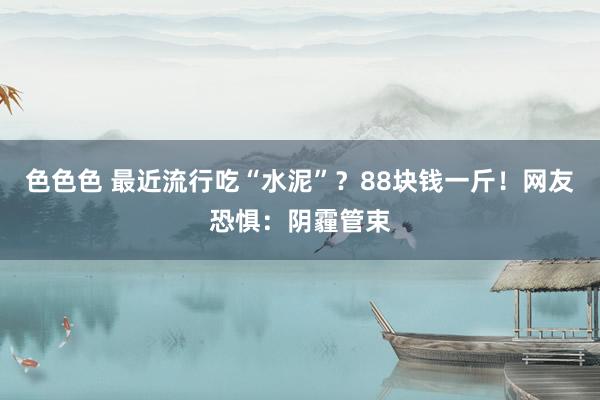 色色色 最近流行吃“水泥”？88块钱一斤！网友恐惧：阴霾管束