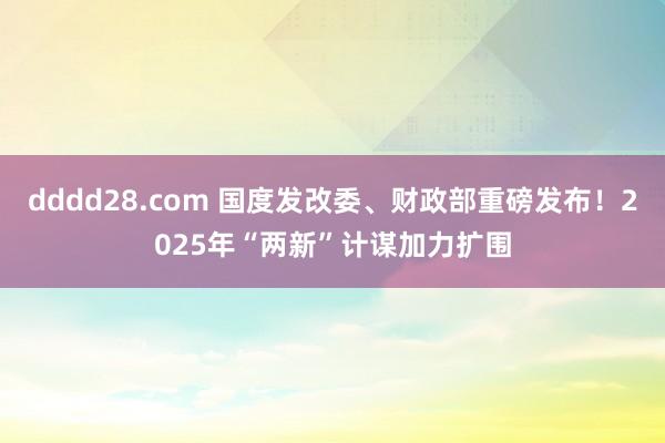 dddd28.com 国度发改委、财政部重磅发布！2025年“两新”计谋加力扩围