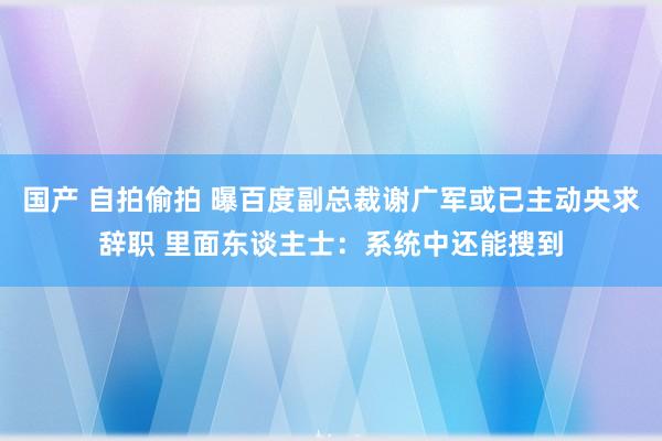 国产 自拍偷拍 曝百度副总裁谢广军或已主动央求辞职 里面东谈主士：系统中还能搜到