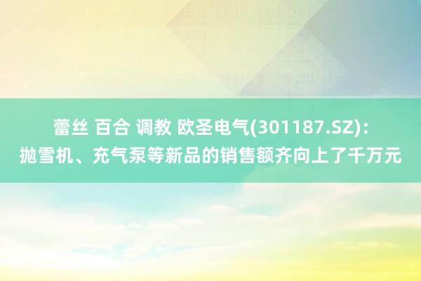 蕾丝 百合 调教 欧圣电气(301187.SZ)：抛雪机、充气泵等新品的销售额齐向上了千万元