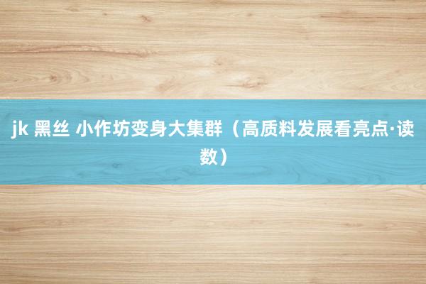 jk 黑丝 小作坊变身大集群（高质料发展看亮点·读数）
