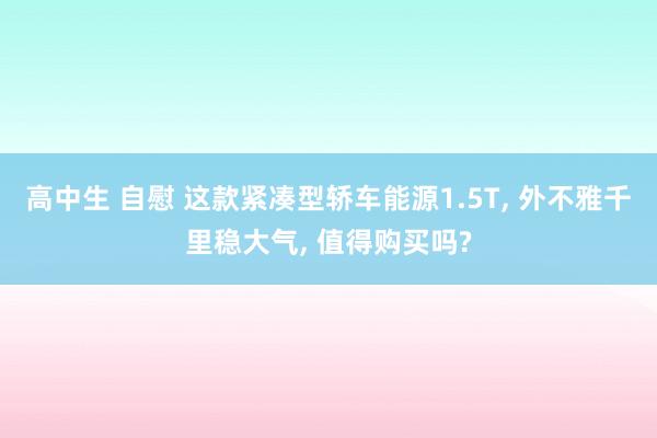 高中生 自慰 这款紧凑型轿车能源1.5T， 外不雅千里稳大气， 值得购买吗?