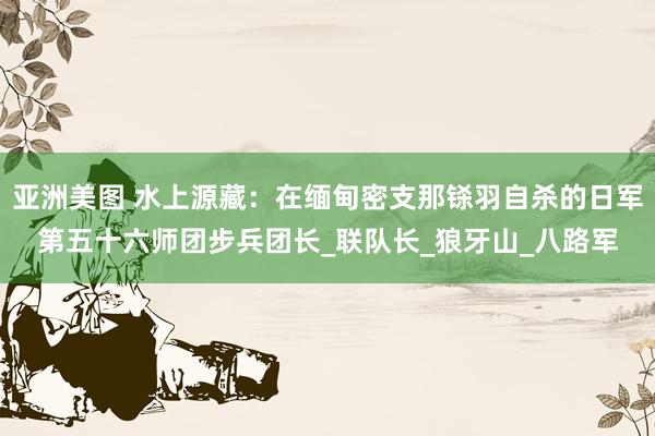 亚洲美图 水上源藏：在缅甸密支那铩羽自杀的日军第五十六师团步兵团长_联队长_狼牙山_八路军