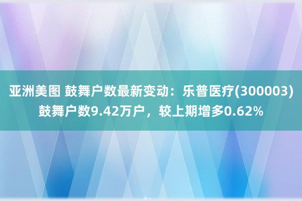 亚洲美图 鼓舞户数最新变动：乐普医疗(300003)鼓舞户数9.42万户，较上期增多0.62%