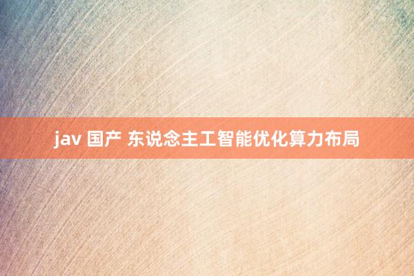 jav 国产 东说念主工智能优化算力布局