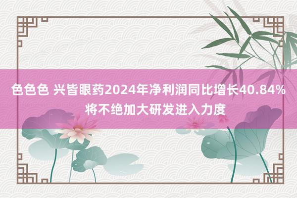 色色色 兴皆眼药2024年净利润同比增长40.84%    将不绝加大研发进入力度