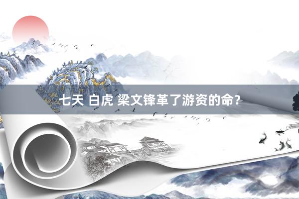 七天 白虎 梁文锋革了游资的命？