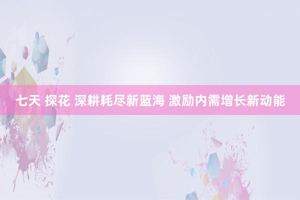 七天 探花 深耕耗尽新蓝海 激励内需增长新动能