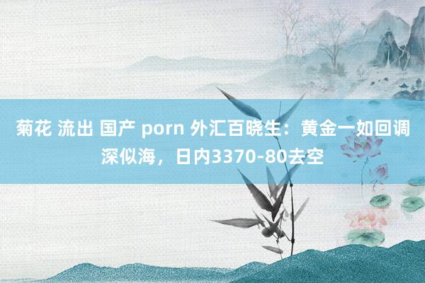 菊花 流出 国产 porn 外汇百晓生：黄金一如回调深似海，日内3370-80去空