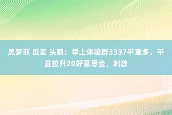 吴梦菲 反差 头狼：早上体验群3337平直多，平直拉升20好意思金，刺激