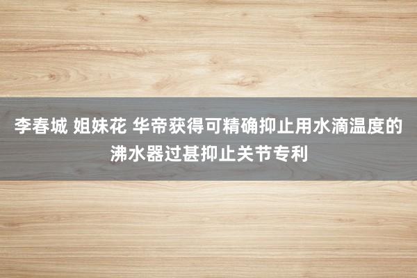 李春城 姐妹花 华帝获得可精确抑止用水滴温度的沸水器过甚抑止关节专利